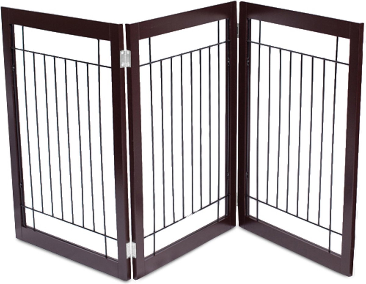 BEST Traditional Wire Dog Gate, 30in, Espresso, 3 Panel