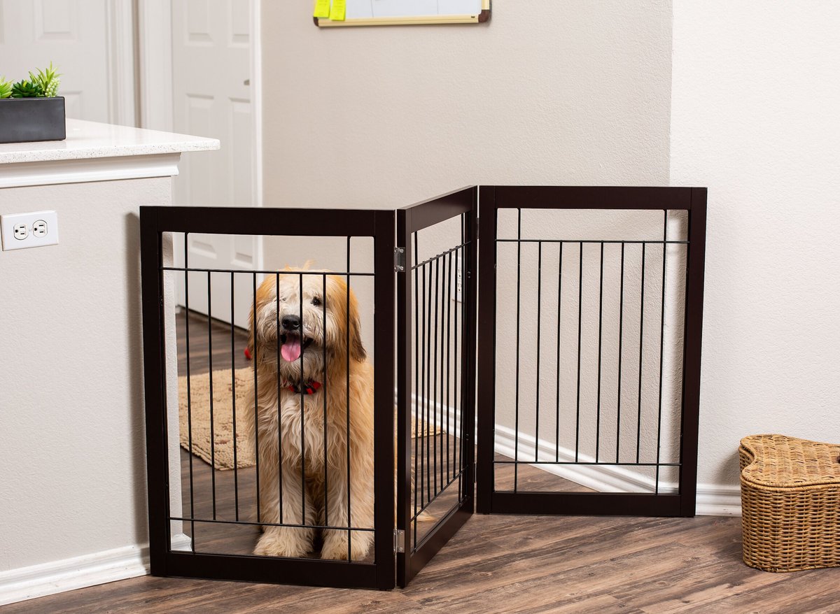 BEST Traditional Wire Dog Gate, 30in, Espresso, 3 Panel