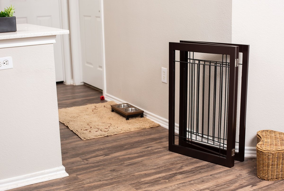 BEST Traditional Wire Dog Gate, 30in, Espresso, 3 Panel