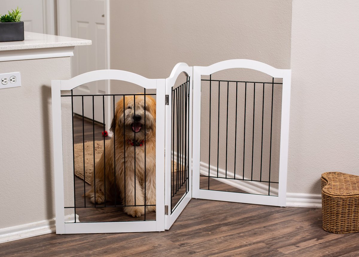 BEST Arched Top Wire Dog Gate, 30in, White, 3 Panel