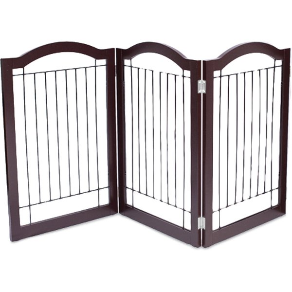 BEST Arched Top Wire Dog Gate, 30in, Espresso, 3 Panel