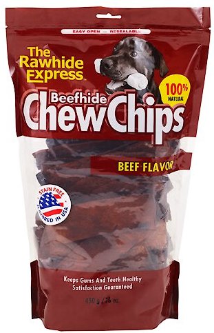 THE RAWHIDE EXPRESS Beefhide Chew Chips Beef Flavor Dog Treats, 16-oz