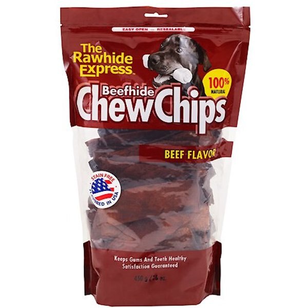 THE RAWHIDE EXPRESS Natural Beefhide Chips Dog Treats, 16oz bag