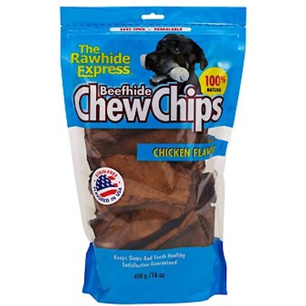 THE RAWHIDE EXPRESS Beefhide Chew Chips Assorted Flavors Dog Treats, 16