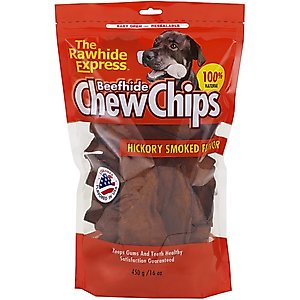 The Rawhide Express Beefhide Chew Chips Hickory Smoked Flavor Dog Treats, 16-oz bag