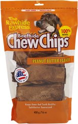 The Rawhide Express Beefhide Chew Chips Peanut Butter Flavor Dog Treats, 16-oz bag
