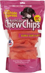 The Rawhide Express Beefhide Chew Chips Bubble Gum Flavor Dog Treats, 16-oz bag