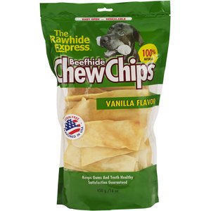 The Rawhide Express Beefhide Chew Chips Vanilla Flavor Dog Treats, 16-oz bag