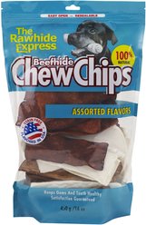 The Rawhide Express Beefhide Chew Chips Assorted Flavors Dog Treats, 16-oz bag