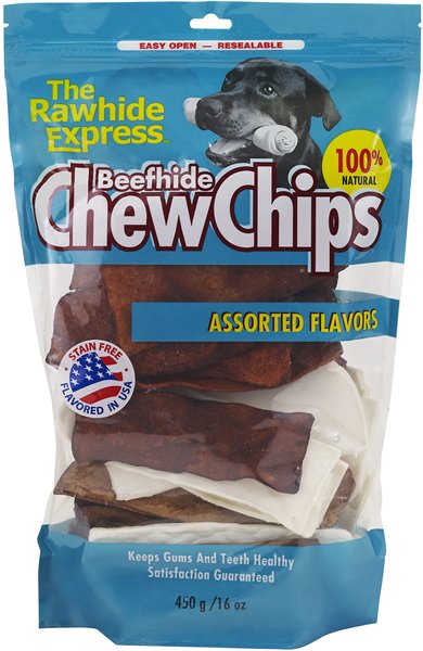The Rawhide Express Beefhide Chew Chips Assorted Flavors Dog Treats, 16-oz bag slide 1 of 2