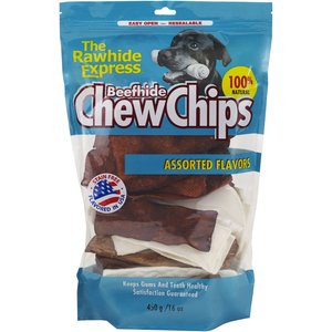 The Rawhide Express Beefhide Chew Chips Assorted Flavors Dog Treats, 16-oz bag
