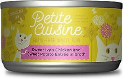 Petite Cuisine Sweet Ivy's Chicken & Sweet Potato Entrée in Broth Grain-Free Wet Cat Food, 2.8-oz can, case of 24