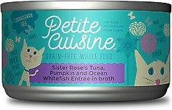 Petite Cuisine Sister Rose's Tuna, Pumpkin & Ocean Whitefish Entrée in Broth Grain-Free Wet Cat Food, 2.8-oz can, case of 24