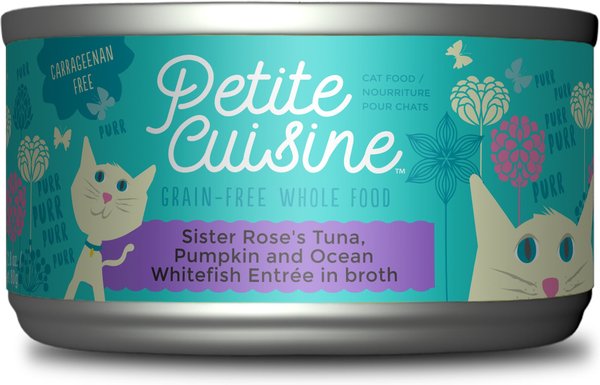 Petite Cuisine Sister Rose's Tuna, Pumpkin & Ocean Whitefish Entrée in Broth Grain-Free Wet Cat Food, 2.8-oz can, case of 24 slide 1 of 8