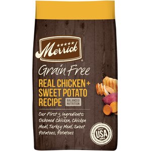 Merrick Real Chicken + Sweet Potato Recipe Grain-Free Adult Dry Dog Food, 4-lb bag