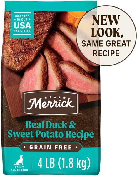 Merrick Grain-Free Dry Dog Food Real Duck & Sweet Potato Recipe, 4-lb bag slide 1 of 10