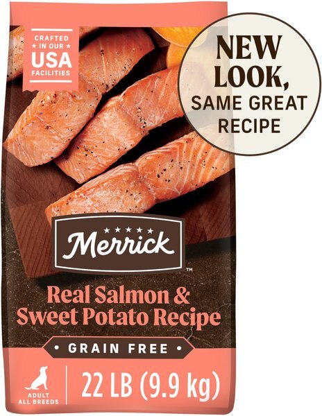Merrick Grain-Free Chicken-Free Real Salmon & Sweet Potato Recipe Dry Dog Food, 22-lb bag slide 1 of 10