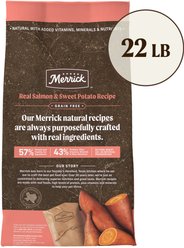 Merrick Grain-Free Chicken-Free Real Salmon & Sweet Potato Recipe Dry Dog Food, 22-lb bag slide 2 of 9
