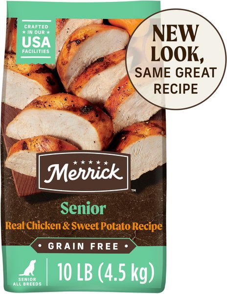 Merrick Grain-Free Senior Dry Dog Food Real Chicken & Sweet Potato Recipe, 10-lb bag slide 1 of 10