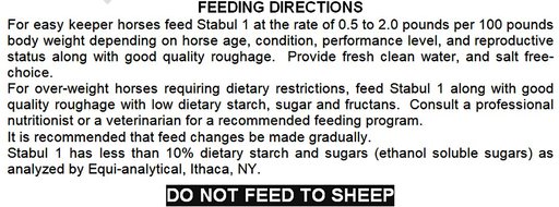 Stabul 1 Equine Diets Fenugreek Low Sugar, Low Starch Horse Feed, 40-lb bag