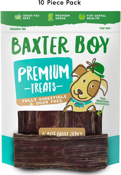 Baxter Boy Premium Beef Gullet Jerky 6" Dog Treats, 10 count slide 1 of 2