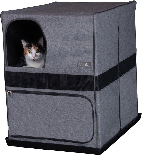 PET GEAR Prp Pawty Space Saver Cat Litter Box Enclosure, Soft Charcoal ...