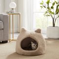 Best Friends by Sheri Meow Hut Covered Cat & Dog Bed, Wheat, Standard