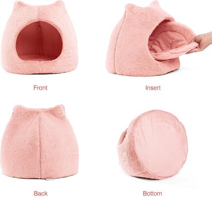 Show full view: Best Friends by Sheri Meow Hut Covered with Water-Resistant Bottom Cat Bed, Blush, Standard slide 3 of 5
