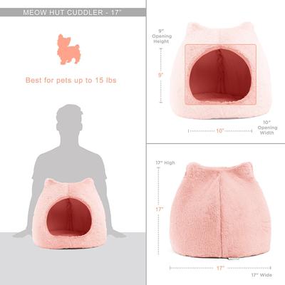 Show full view: Best Friends by Sheri Meow Hut Covered with Water-Resistant Bottom Cat Bed, Blush, Standard slide 4 of 5