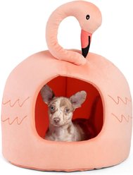Best Friends by Sheri Novelty Meow Hut Flamingo Cat Bed, Peach