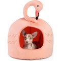 Best Friends by Sheri Novelty Meow Hut Flamingo Cat Bed, Peach
