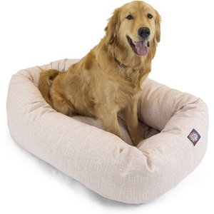 Majestic Pet Palette Heathered Bagel Bolster Dog Bed, Blush Pink, Medium