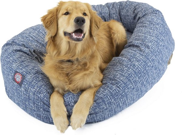 Majestic Pet Palette Heathered Bagel Bolster Dog Bed, Navy Blue Denim, X-Large slide 1 of 5
