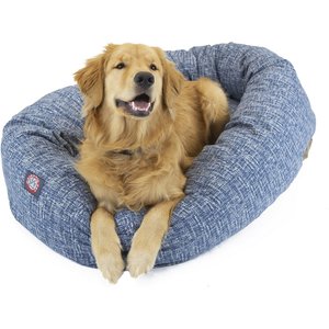 Majestic Pet Palette Heathered Bagel Bolster Dog Bed, Navy Blue Denim, X-Large