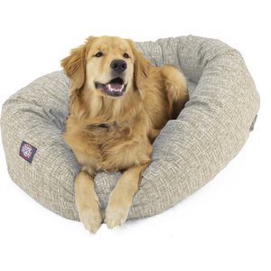 Majestic Pet Palette Heathered Bagel Bolster Dog Bed, Tan, Small