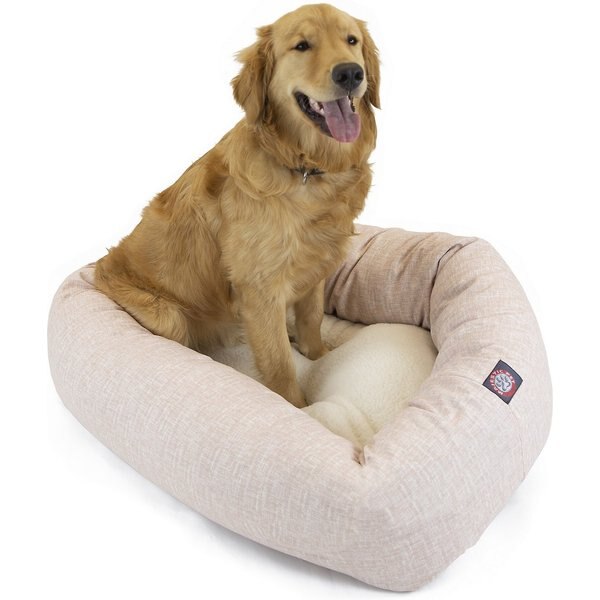 MAJESTIC PET Velvet Sherpa Bagel Bolster Dog Bed, Turquoise, Small