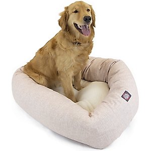 Majestic Pet Palette Heathered Sherpa Bagel Bolster Dog Bed, Blush Pink, Large
