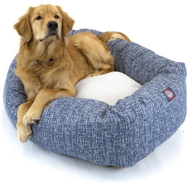 MAJESTIC PET Velvet Sherpa Bagel Bolster Dog Bed, Turquoise, Small