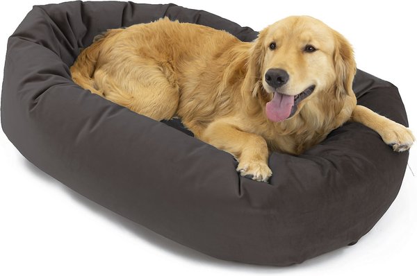 Majestic Pet Velvet Bagel Bolster Dog Bed, Coal, Small slide 1 of 5