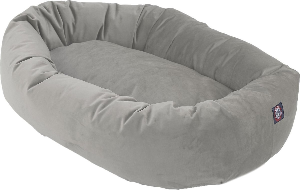MAJESTIC PET Velvet Bagel Bolster Dog Bed, Smoke, Small