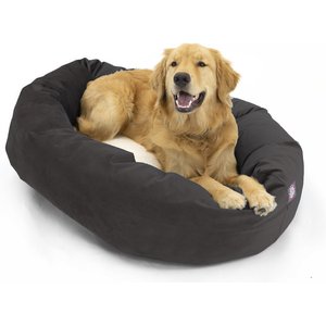 Majestic Pet Velvet Sherpa Bagel Bolster Dog Bed, Coal, Small