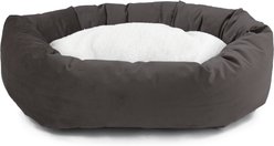 Majestic Pet Velvet Sherpa Bagel Bolster Dog Bed, Coal, Small slide 2 of 5