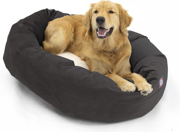 Majestic Pet Velvet Sherpa Bagel Bolster Dog Bed, Coal, Medium slide 1 of 5