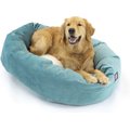 Majestic Pet Velvet Sherpa Bagel Bolster Dog Bed, Turquoise, Small