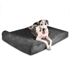 Big Barker 7" Headrest Orthopedic Pillow Dog Bed with Removable Cover, Charcoal Gray, Giant