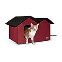 K&H Pet Products Outdoor Heated Kitty House Extra-Wide Cat Shelter, Red/Black