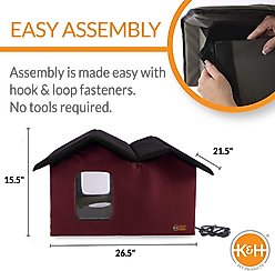 K&H Pet Products Outdoor Heated Kitty House Extra-Wide Cat Shelter, Red/Black slide 2 of 8