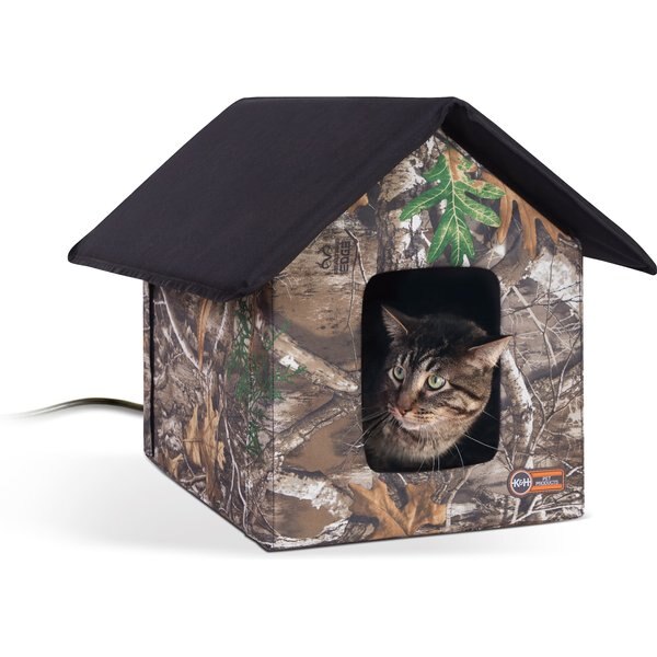 K&H PET PRODUCTS Heated AFrame Cat House, Gray/Black
