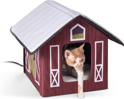 K&H Pet Products Outdoor Heated Kitty House Cat Shelter, Barn slide 1 of 8