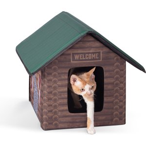 K&H Pet Products Outdoor Unheated Kitty House Cat Shelter, Log Cabin